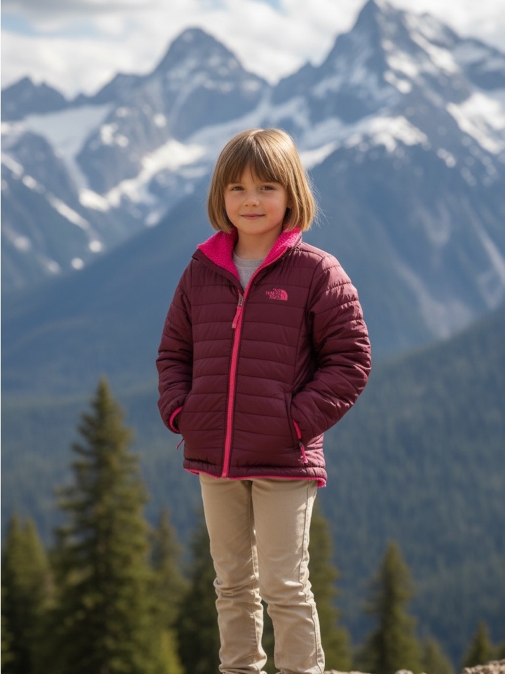 The North Face Plum and Bright Pink Girls'‎ Jacket - Picture 2 of 14